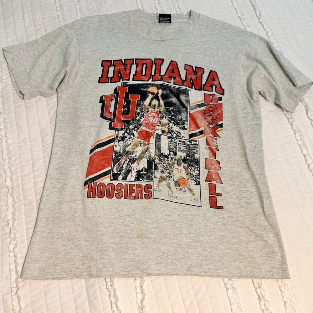 Rare Vintage 80s Indiana Hoosiers Basketball T Shirt LARGE USA Single Stitch IU